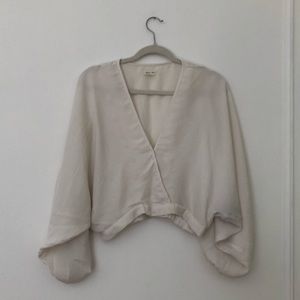 Urban Outfitters Cream Balloon Sleeve Top